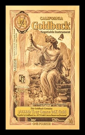 2026 ¼ California Goldback for Sale